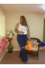 Load image into Gallery viewer, Dark Blue Denim Bell Bottoms
